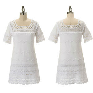 Anthro Dress Boho Eyelet A-line White Size 2 NWT